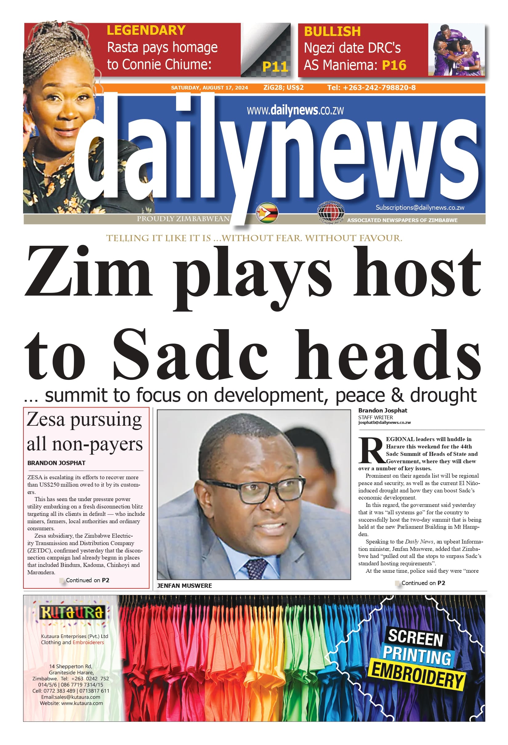 Saturday 17 August 2024